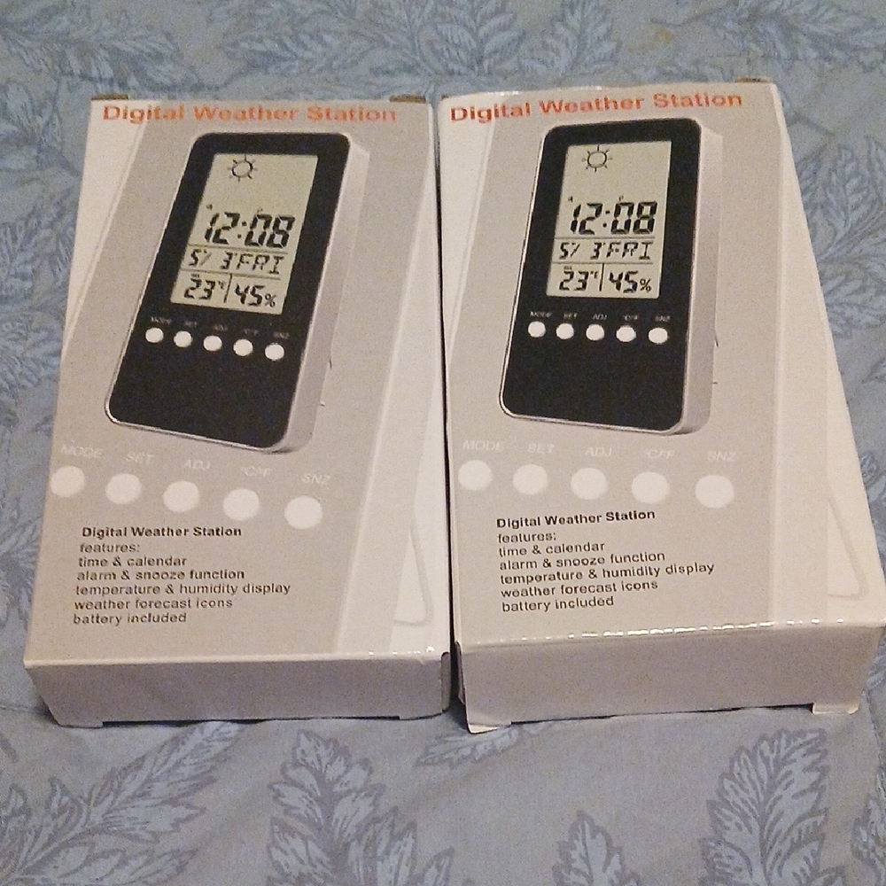 Digital Weather Station with Black Display Set of 2